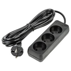 S-CU3-3 BLACK Удлинитель серии Ultra. шнур 3м.. 3 гнезда. 10A. б-з. Черный. TM Uniel