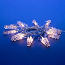 ULD-S0200-010-STB-2AA WARM WHITE IP20 CLIPS  Гирлянда светодиодная на батарейках 2AA не в-к. Прищепки. 2м. 10 светодиодов. Теплый белый свет. Провод прозрачный. TM Uniel.